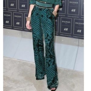 Balmain x H&M Emerald Velvet Pants